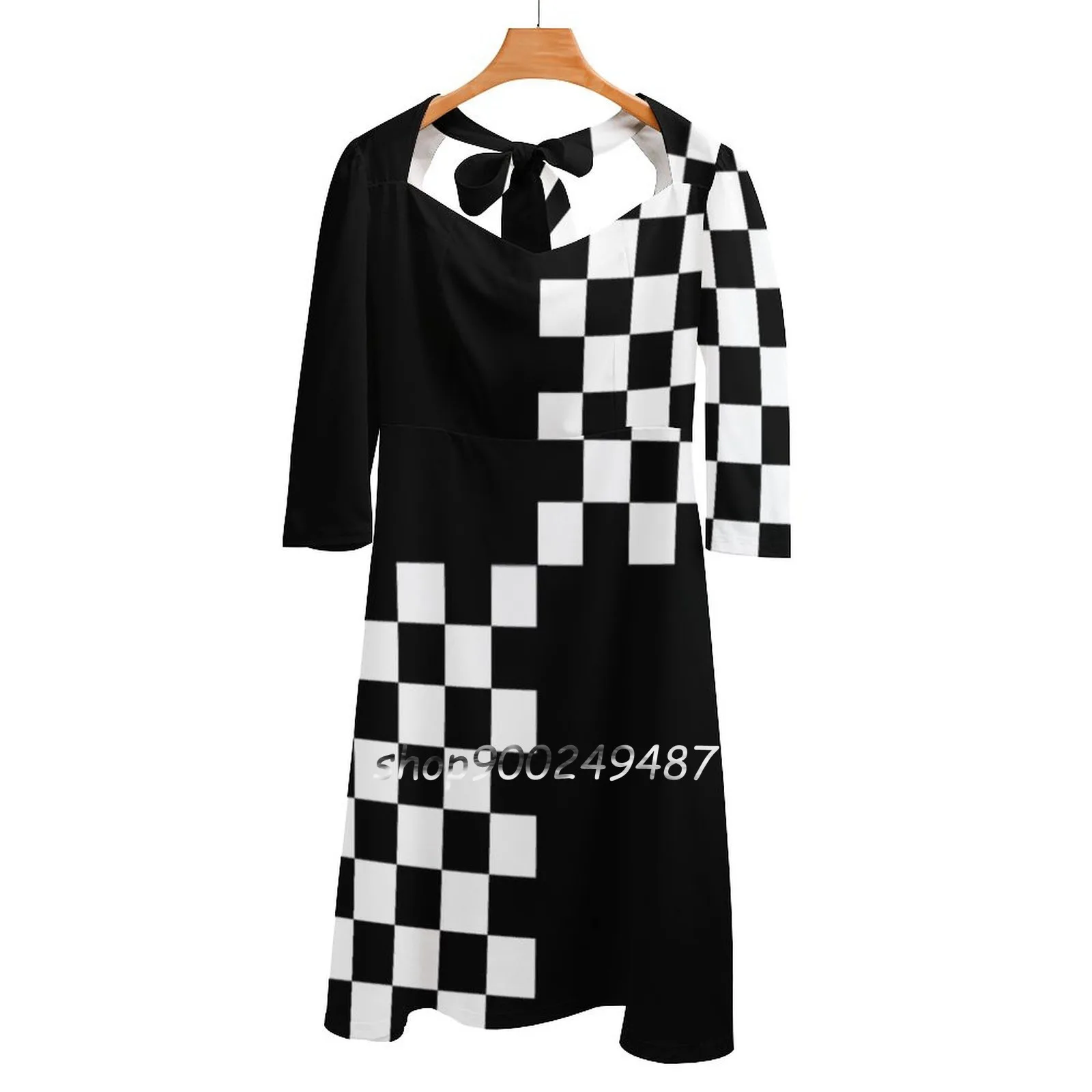 

Женское платье с квадратным вырезом, в клетку