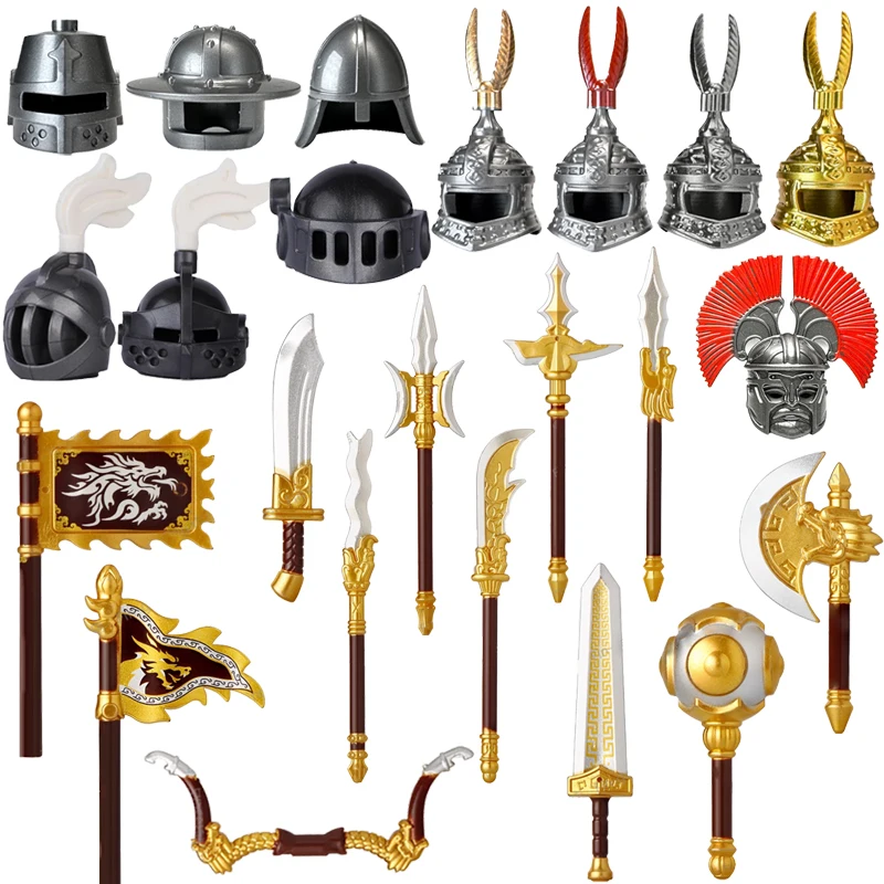 Средневековые фигурки солдат аксессуары для оружия строительные блоки
