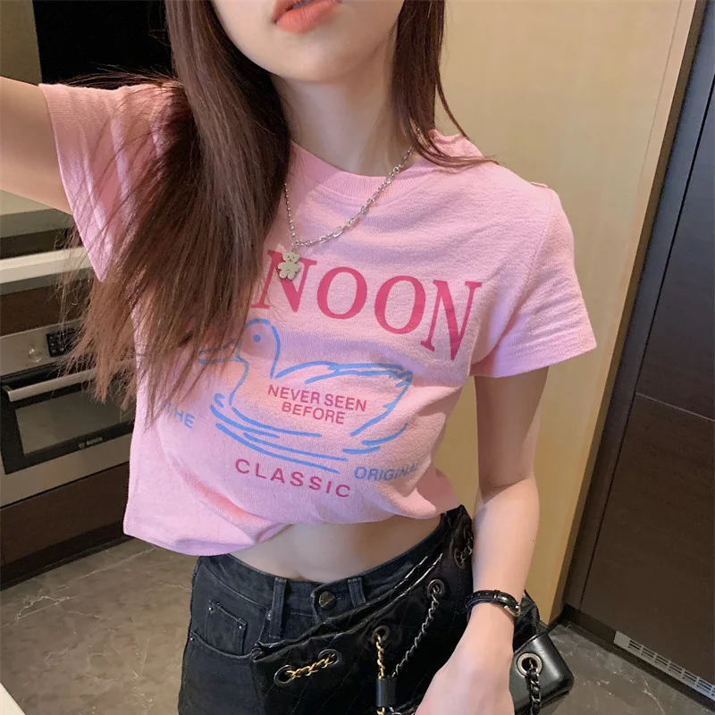 

2022 Новая модная сексуальная хлопковая Футболка с принтом и круглым вырезом