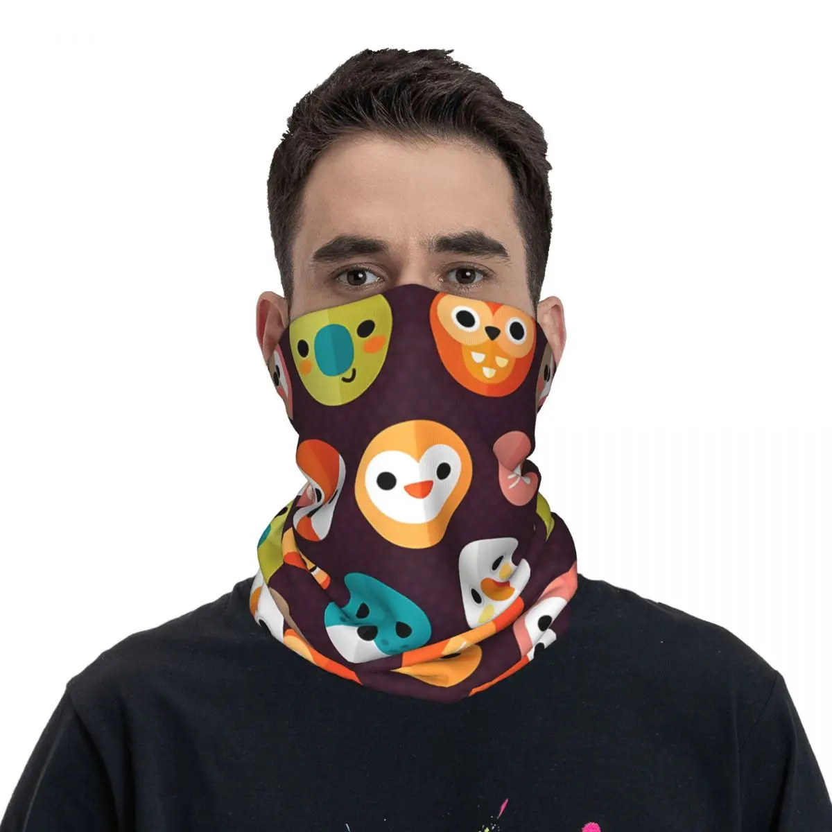 Шарф для лица с милыми животными шейный платок маска из полиэстера