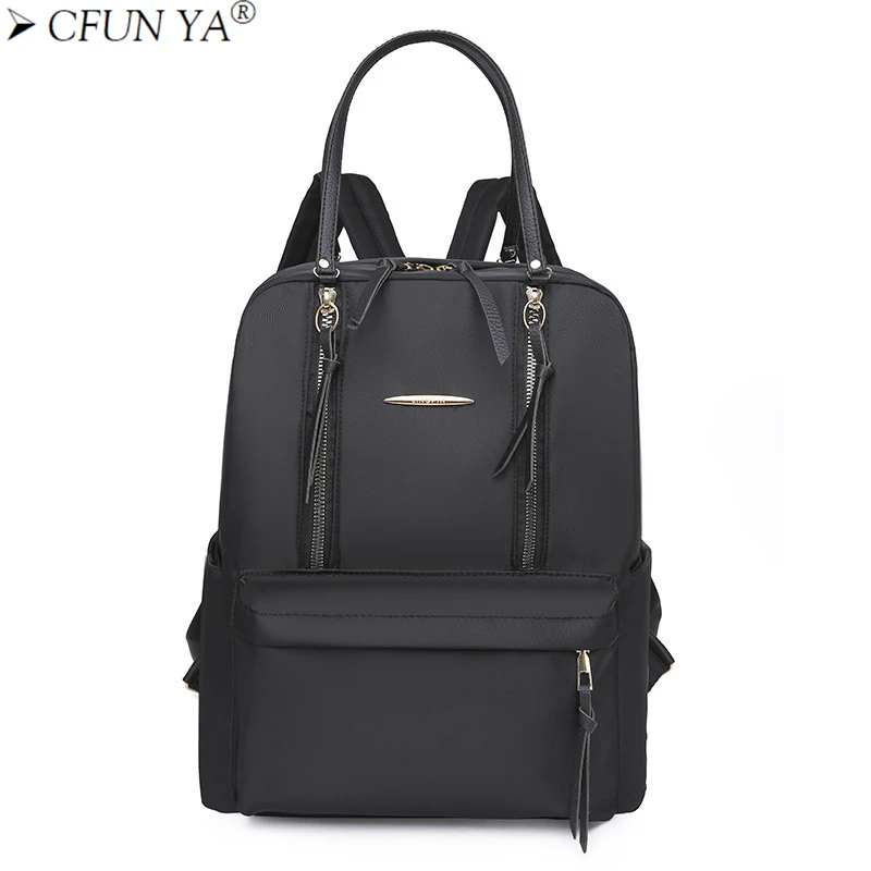 

CFUN YA New Women's Backpack Girl's School Bag Multi-function Travel Bagpack College Shoulder Rucksack Black Teenager Bookbag
