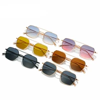 2022 trendy metal square frame double beam sunglasses polarized brand design anti ultraviolet uv400 casual sunglasses for adult