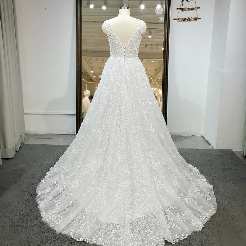 Женское свадебное платье с V-образным вырезом без рукавов