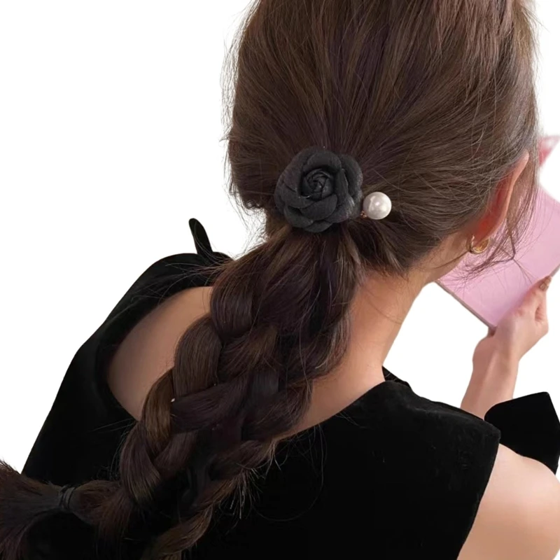 50JB Фетровая заколка в форме цветка камелии для взрослых и подростков хвостик