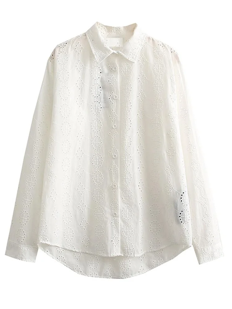 

Женская блузка с вышивкой MESTTRAF, винтажная Свободная белая блузка с длинным рукавом, на пуговицах, 2022