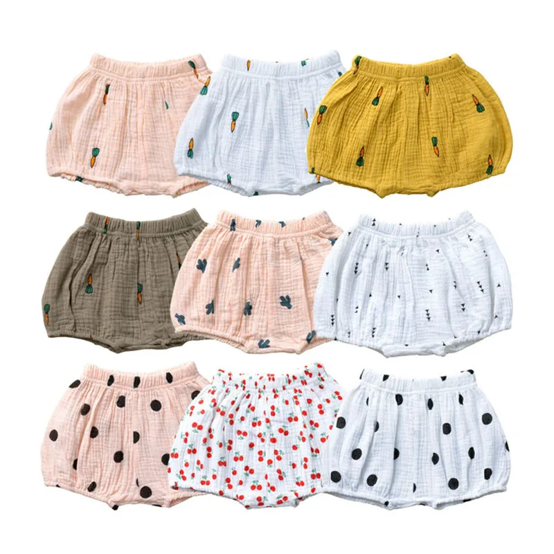 

2022 Summer New Baby Fashion Casual Loose PP Shorts Infant Polka Dots Cotton Linen Bloomers Toddler Boys Girls Bread Pants 0-4T