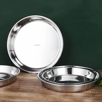 smooth deep 304 stainless steel plate large steaming pastry food dishes salad fruit plate dinnerware set camping dishwasher safe
