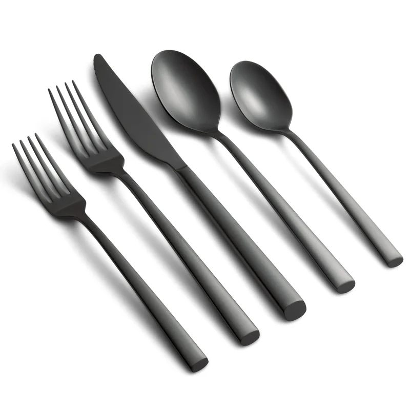 

20 Piece New Forged 18/0 Stainless Steel Black Satin Flatware Set, Service for 4 Professional Home Kitchenware Cookware