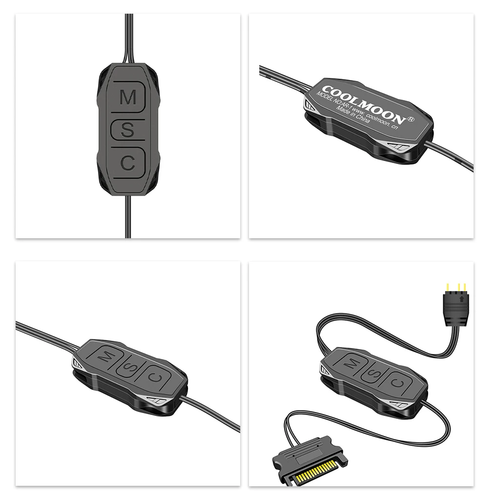 Контроллер ARGB стандартная Совместимость с 3 контактами на SATA черный