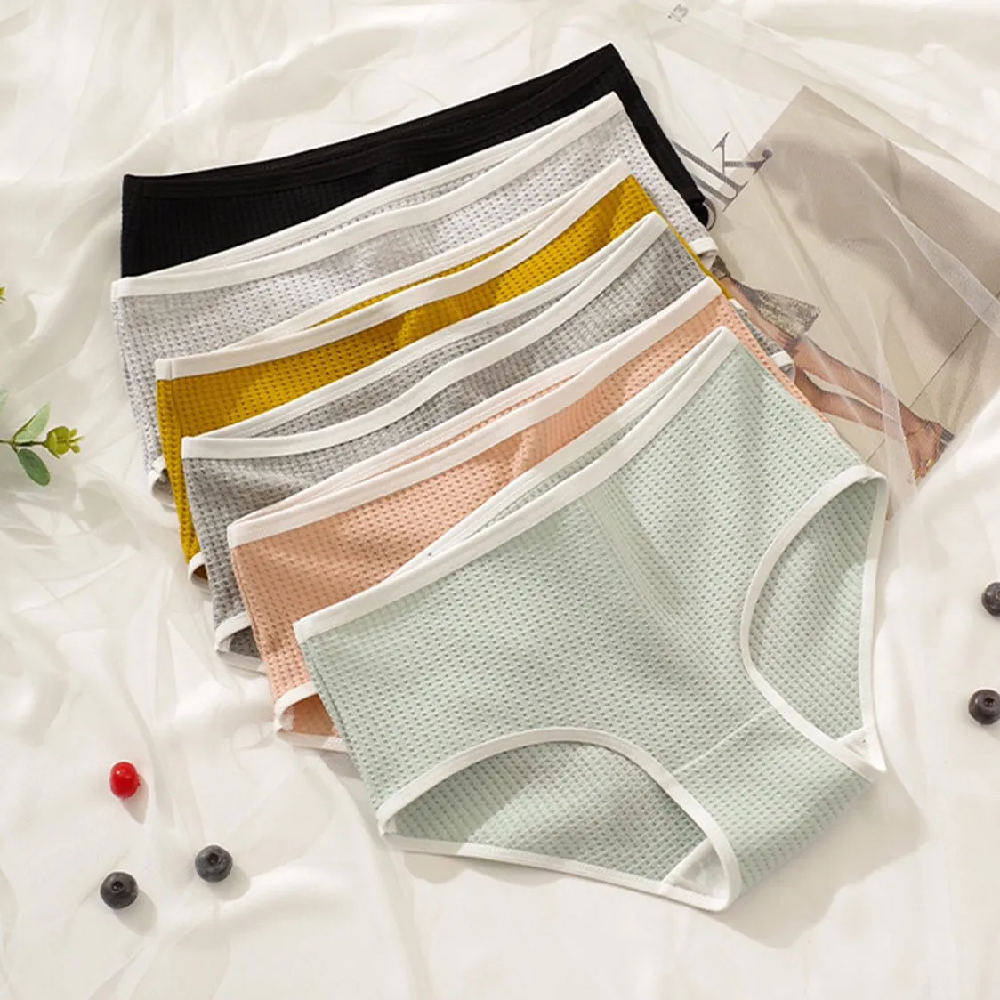 

Waffle Cotton Panties Women Underwear Sexy Briefs Female Underpants Lift Hip Pantys Breathable Underpants Girl Soft Intimates