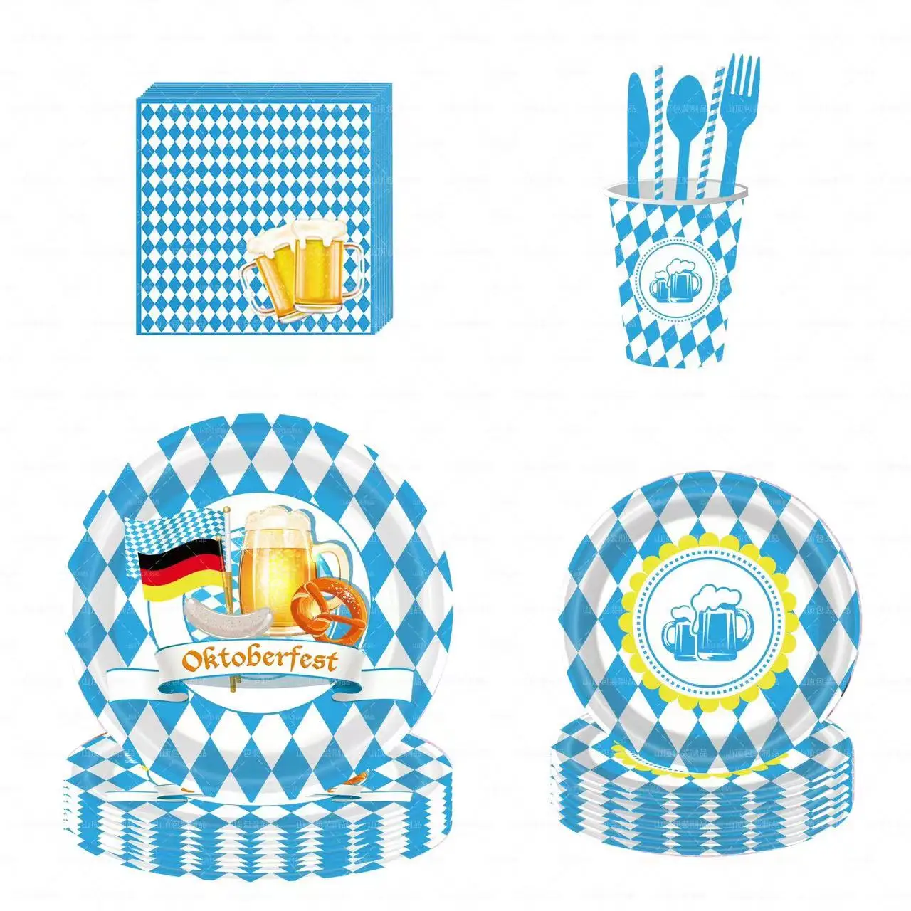 

Beer Party Supplies and Beer Theme Decoration Blue Paper Dinner Plate and Lunch Napkin Suitable for 10 Adult Birthday Party Gues