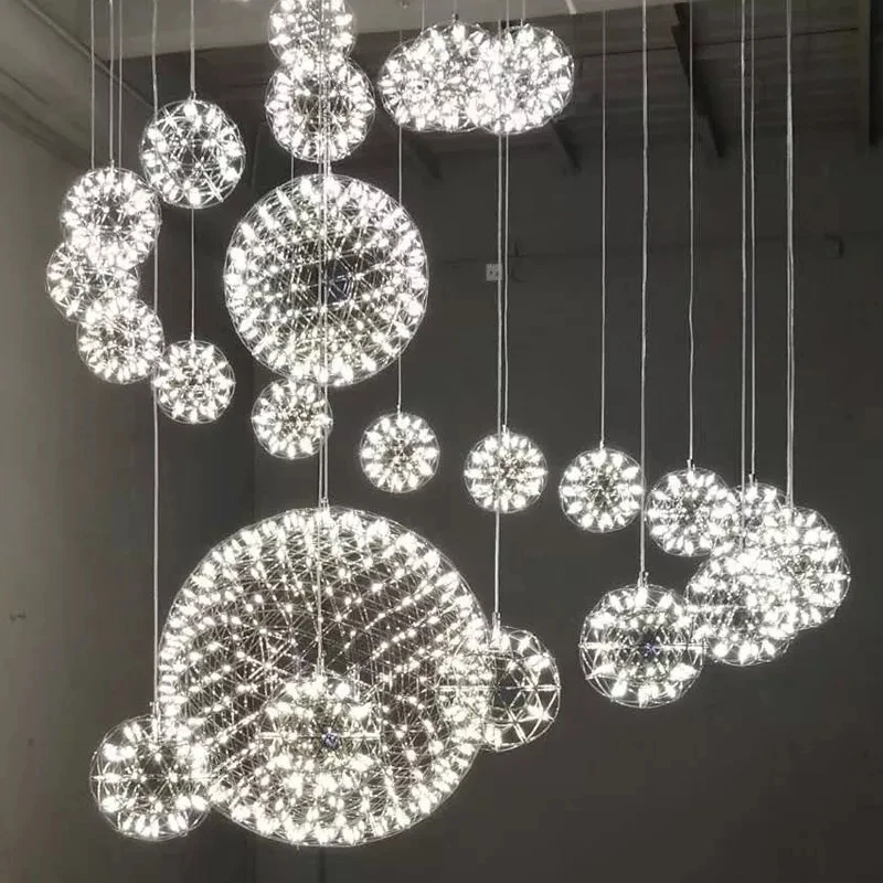 

Creative Stainless Steel LED Pendant Light Dia 60/80cm Firework Ball Moooi Raimond Pendente De Teto Lamps Fixture Home Lighting