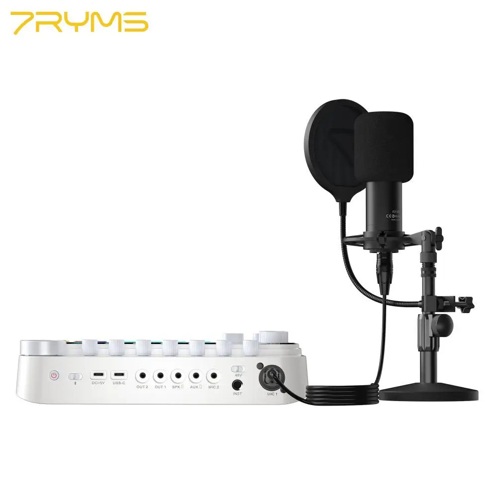 Аудиоинтерфейс USB 7Ryms 7Caster SE2 с приборными входами XLR 3 5 мм 6 35 для потоковой записи и