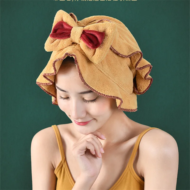 

Women Girl Towels Bathroom Microfiber Towel Rapid Drying Hair Towel Shower Cap Lady Turban Head Wrap