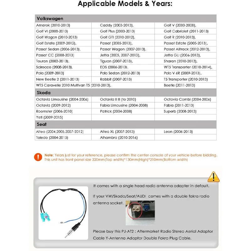 Автомагнитола 2DIN универсальная для Volkswagen Skoda Polo Golf Passat Android