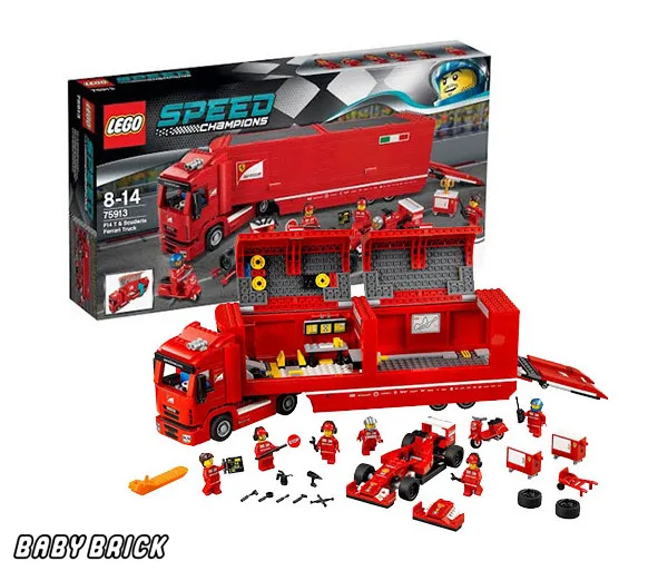 Designer LEGO Lego Speed Champions Ferrari F14 and truck skuderia (LEGO 75913) 8 + Building Blocks Construction set Bricks sets Educational toys