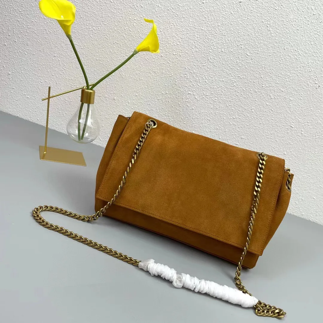

2022 Simple Fashion Double Sided Women's Postman Bag Suede with Crocodile Women's Bag Double Shoulder Crossbody Bag Chain Bag