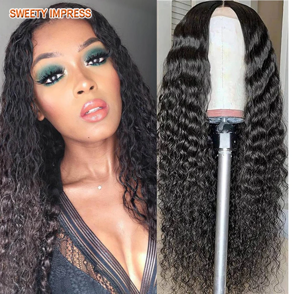 

Water Wave 4x4 Lace Front Wigs Human Hair Pre Plucked, 180% Density Brazilian Virgin Wet and Wavy Curly Human Hair Wigs 24 Inch