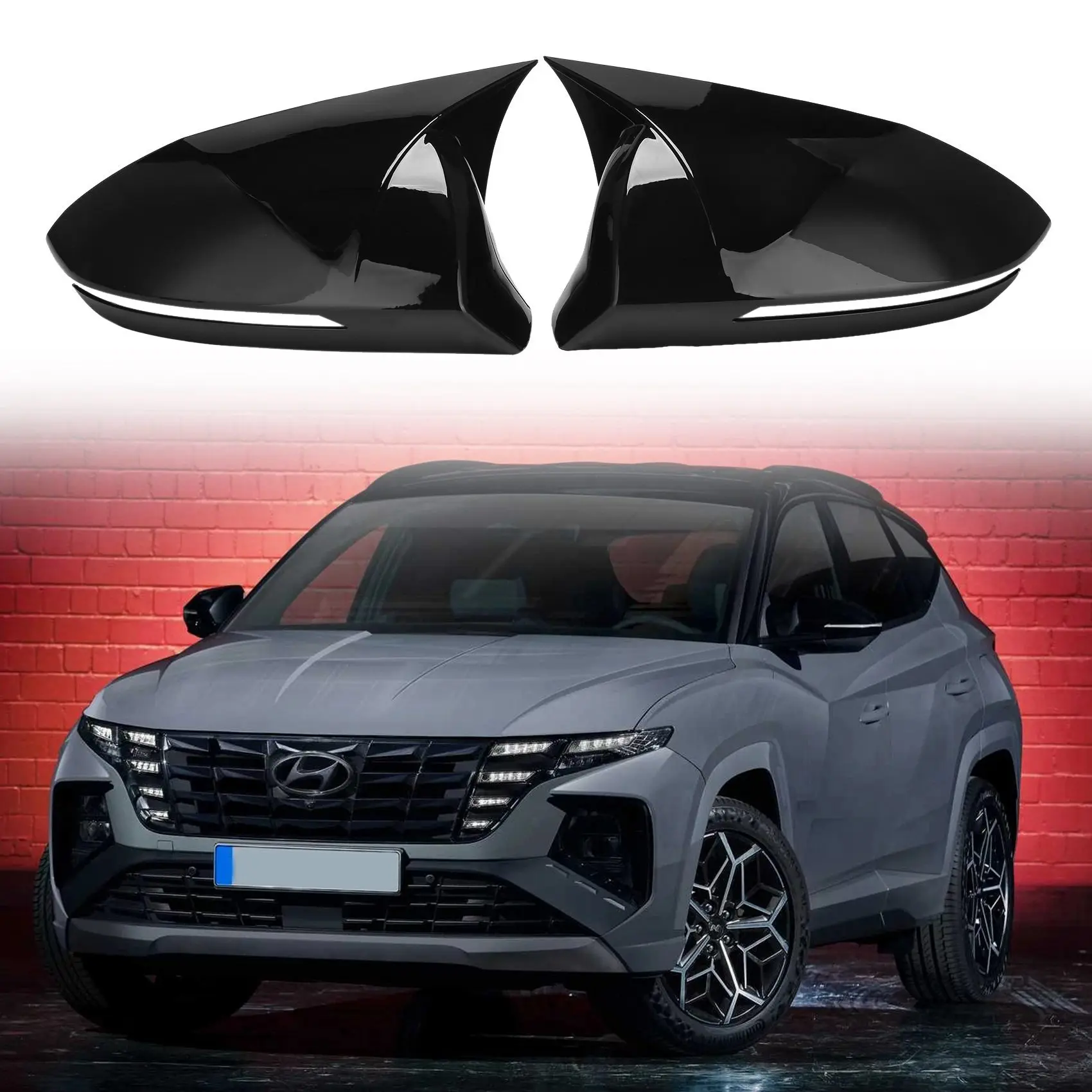 

Глянцевые черные колпачки на боковые зеркала заднего вида для Hyundai Tucson 2021 2022