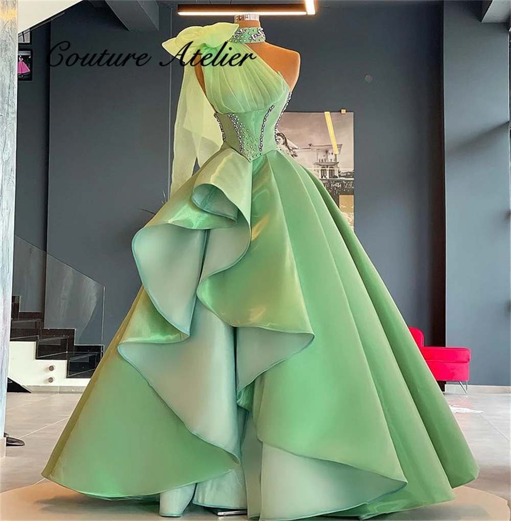 

Beaded Prom Dresses A Line Birthday Party Dress With Bow Evening Gown Wedding Dinner Gowns vestidos de fiesta