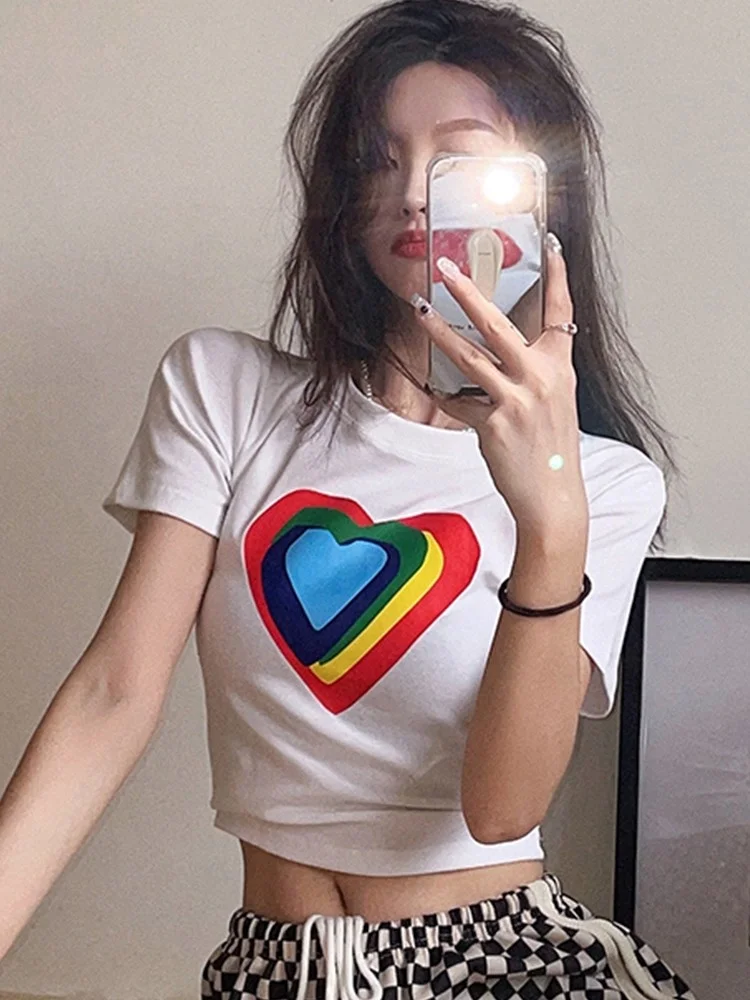 

Y2k Vintage T Shirt Women Short Sleeve Summer 2022 Grunge Tops Print Crop Tops Korean Style Black Tee Shirt Femme Y623