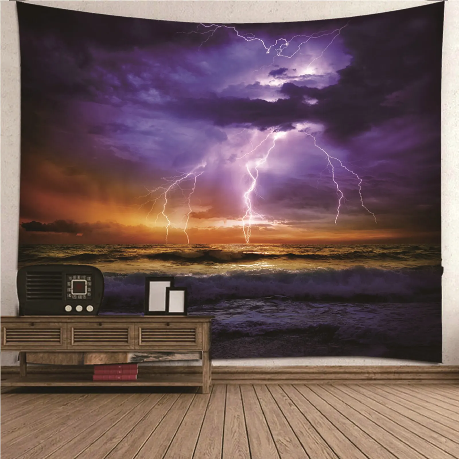 

Large Tapestry Long Tapestry For Ceiling natural scenery Sea Lightning Wall Hanging Blanket Dorm Art Decor Covering