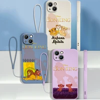 cute the lion king for apple iphone 13 12 11 pro max mini xs xr x 8 7 6s 6 plus liquid rope phone case capa cover