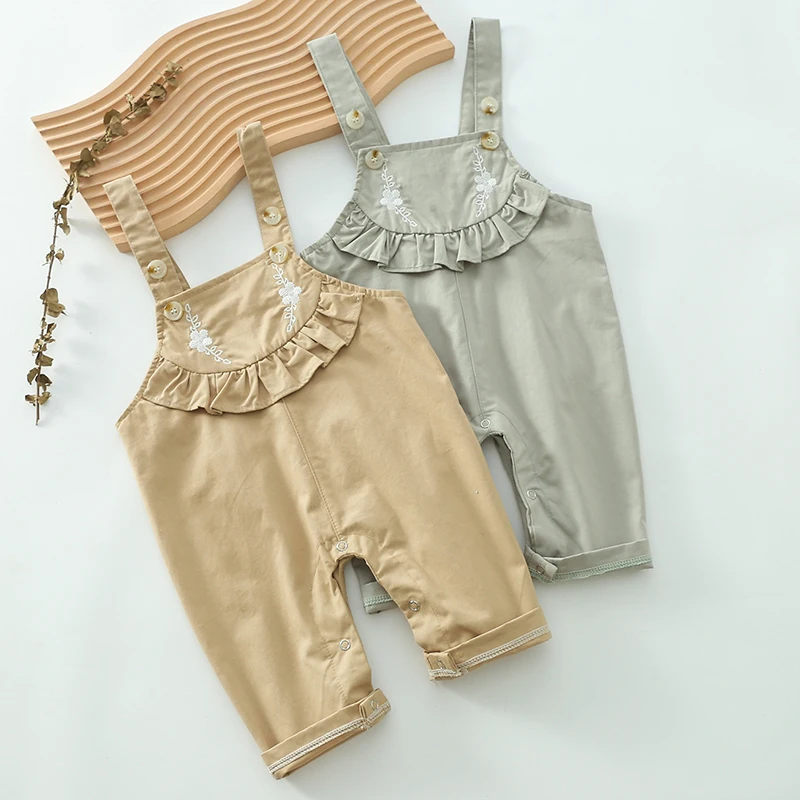 

Korean Style Infant Baby Girls Sleeveless Jumpsuit Overall Spring Autumn Baby Girls Clothes Baby Girl Embroidery Bodysuits