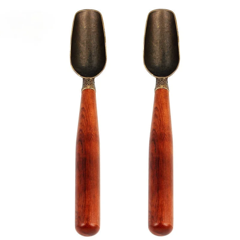 Металлическая чайная ложка из нержавеющей стали в стиле ретро эбенового дерева