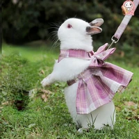 rabbit traction rope adult lop eared bunny outing tools bunny walking clothes bow harness vest skirt small pet supplies