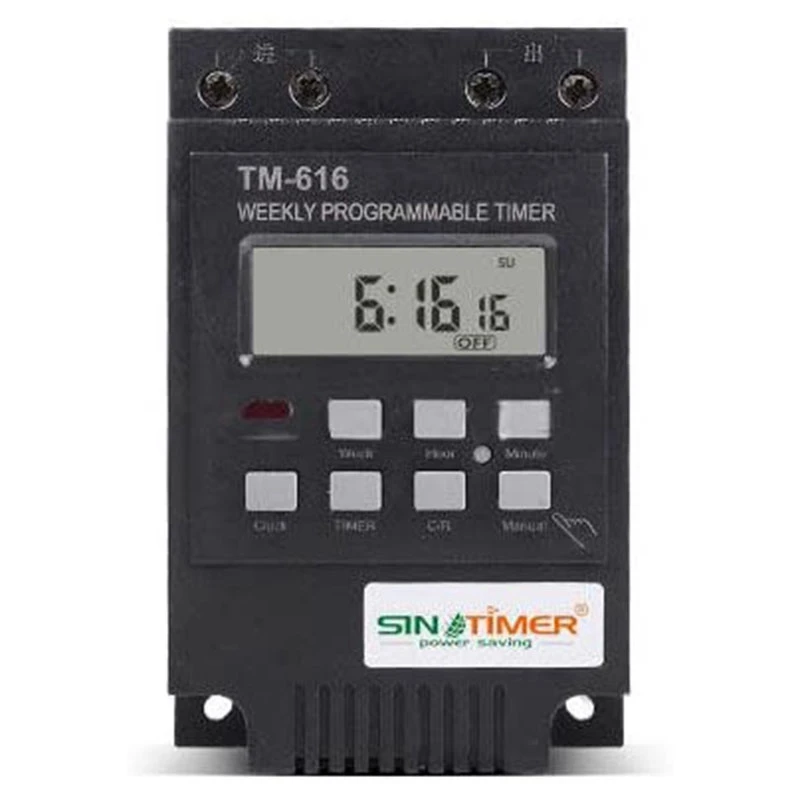 

Программируемый таймер SINOTIMER TM616, 30 А, 4 контакта, 7 дней, таймер на Din-рейке, Цифровой Таймер 110 В, программируемое реле времени переменного ток...