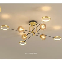 new modern suspension chandelier for living room dining kitchen bedroom black gold frame ceiling pendant lamp interior lighting