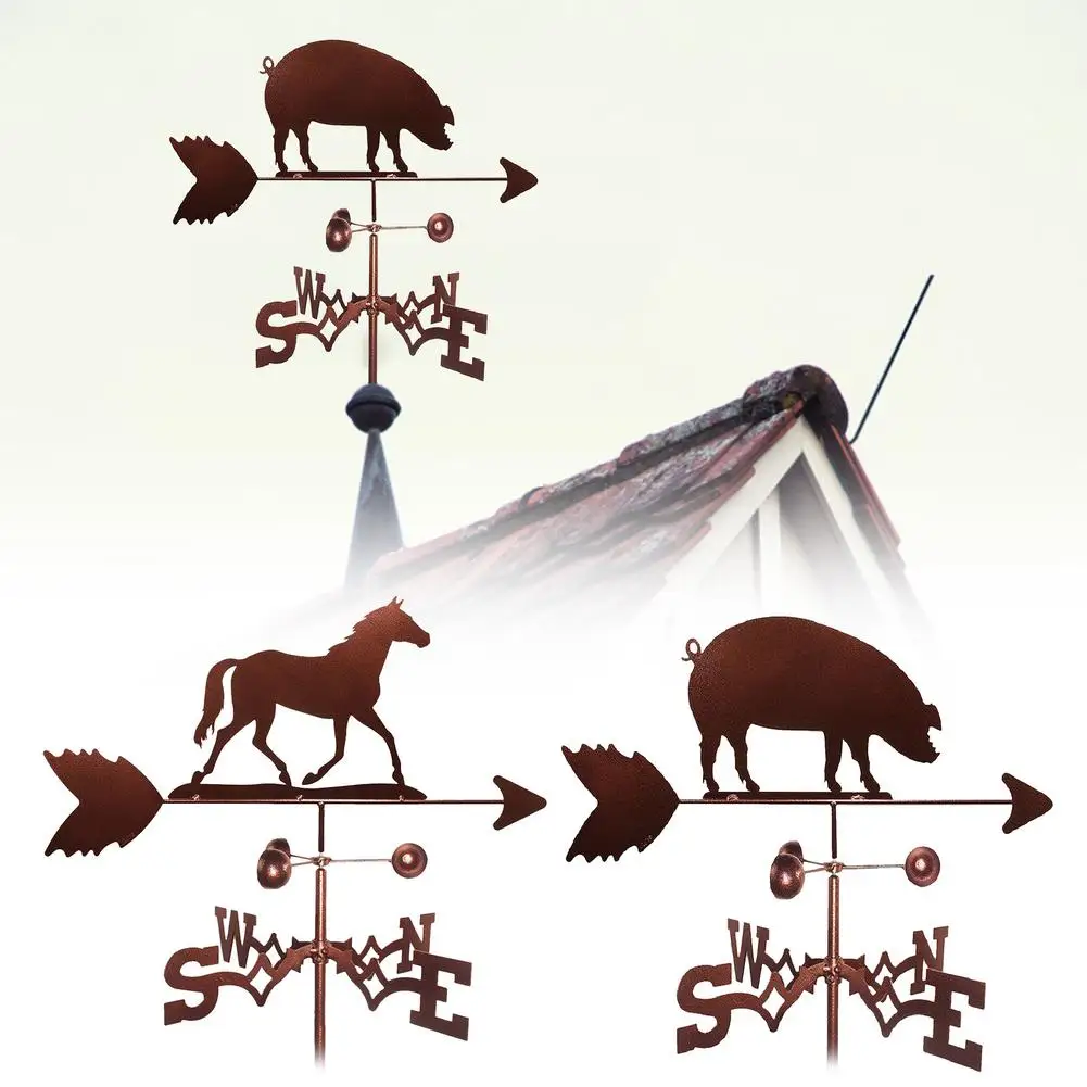 

Garden Barn Scene Yard Stake Roof Mount Weather Vane Stainless Steel Weathervane Animal Pig Horse Metal Stake Garden Stake