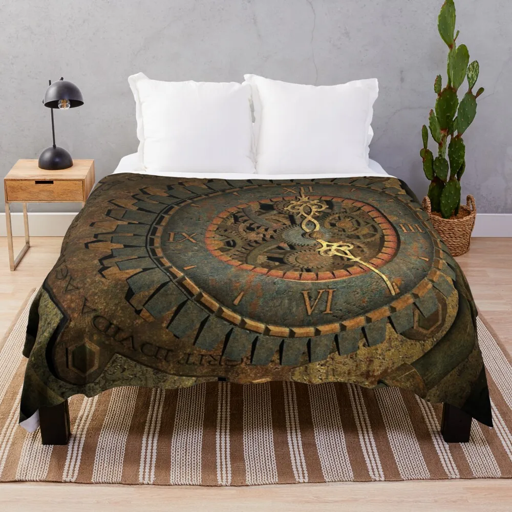 

Steampunk, awesome clock Throw Blanket Blanket For Giant Sofa Designer Blanket Luxury Blanket Warm Blanket