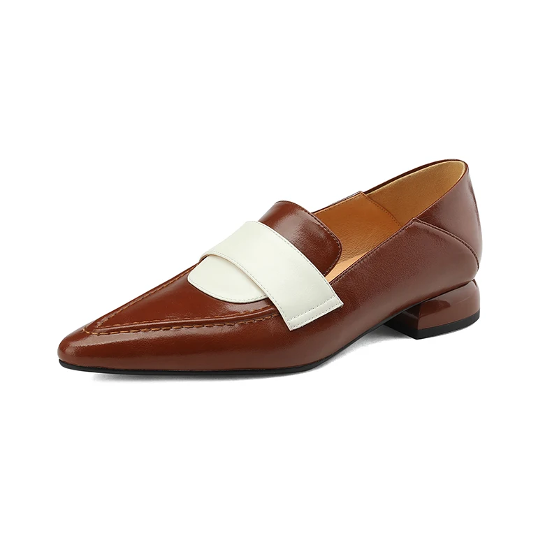 

Женские туфли-лодочки из натуральной кожи, туфли из воловьей и свиной кожи на низком каблуке, с острым носком, длина 22-2023 см, разные цвета, вес...