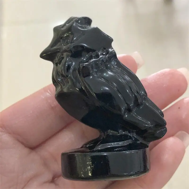 

Natural Black Obsidian Crystal Eagle Carving Animal Healing Reiki Stone Figurine Crafts Home Room Desk Decoration 1pcs