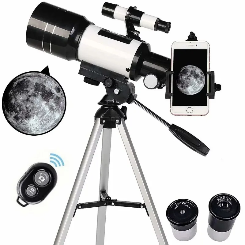 

Telescopes for Kids and Beginners 70mm Aperture 400mm AZ Mount Telescope with Tripod, Silver Astronomical Telescope
