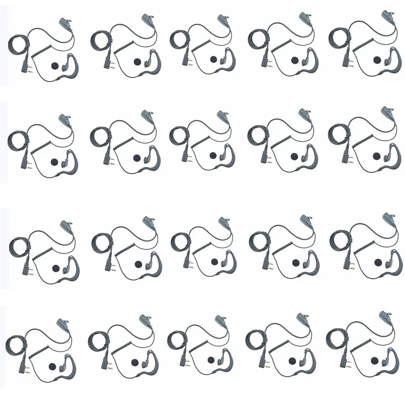 20pack a lot pcs 2 Pin Earpiece with PTT Mic K Type Plug Walkie Talkie Headset Intercom Headphone for Baofeng UV-5R UV 5R UV-5RE