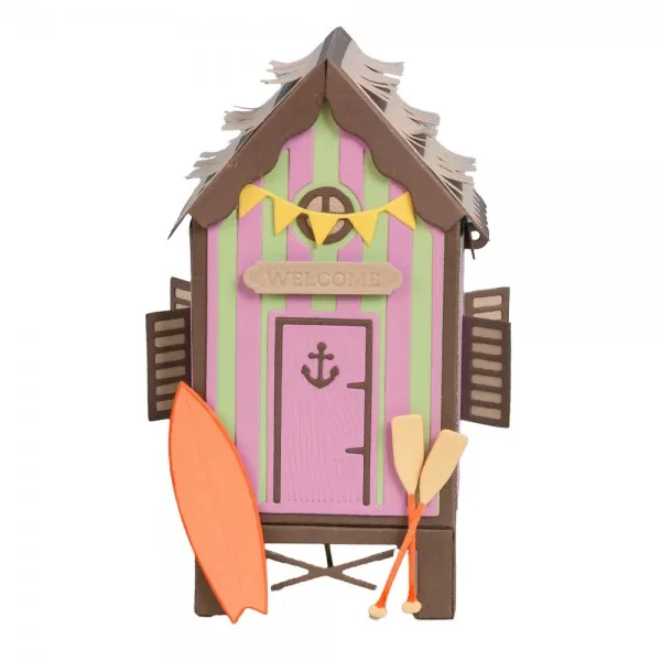 Фото Подарочная коробка Paradise Beach Hut Here Come the Summer, металлические штампы, силиконовые штампы, трафарет для скрапбукинга, фотоальбом, карта DlY №2