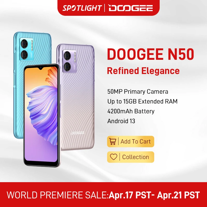 New DOOGEE N50 Smartphone Spreadtrum T606 8GB +128GB Cellphone 6.52