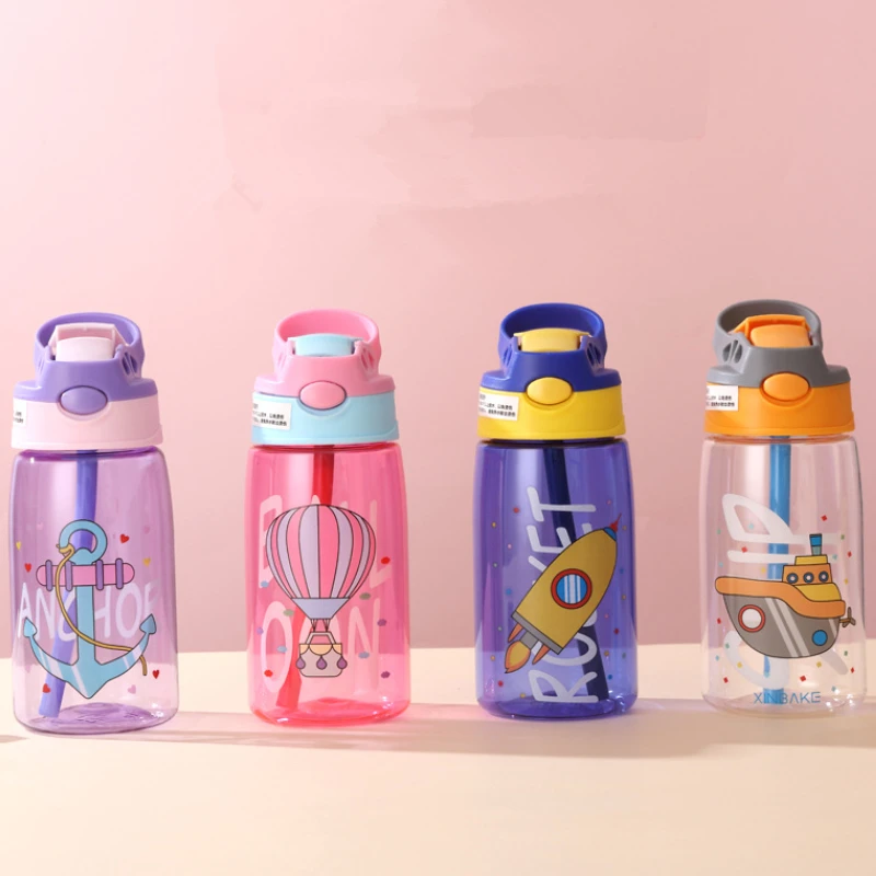 

Kids Water Bottle with Straw Cute Animal Outdoor Sports Leakproof Sippy Cup Summer Portable Kawaii Children's Cups Drinkware