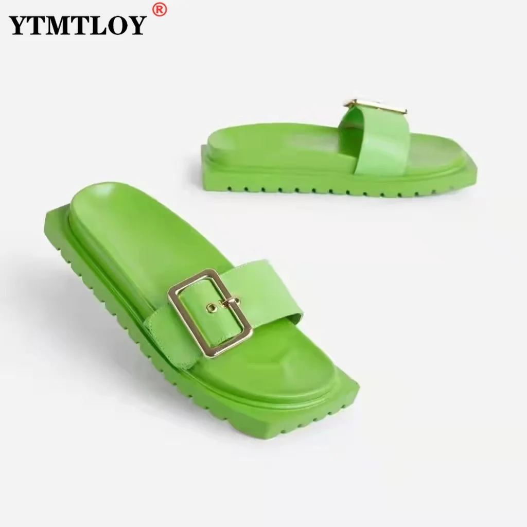 

Сандалии женские на платформе, летние шлепанцы из пластика, на толстой плоской платформе, с пряжкой, карамельные цвета