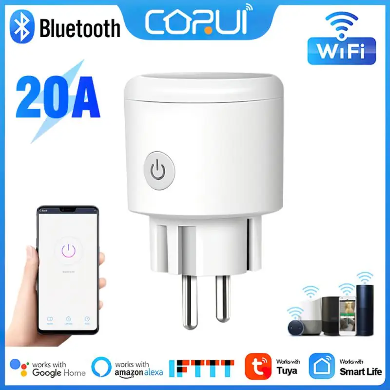 

Dual Module Fireproof Smart Plug Fire Retardant High Quality Wireless Remote Socket Smart Power Socket Eu Plug Voice Control 20a