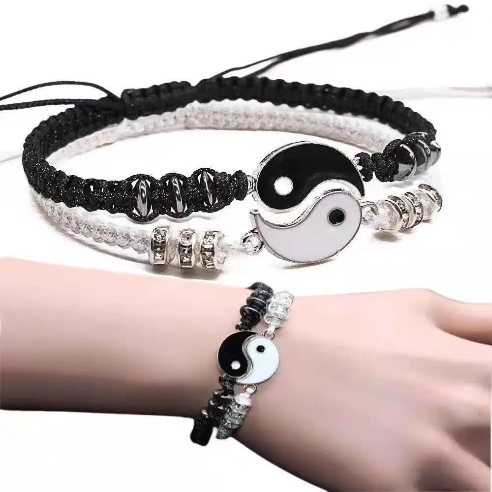

Couple Tai Chi Bagua Bracelets Necklaces Alloy Pendant Braided Lovers' Bracelet Link Chain Necklace Gifts Jewelry Accessories