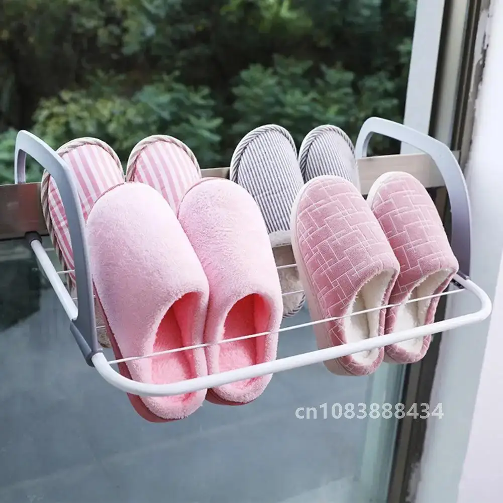 Вешалка для сушки белья складная ветрозащитная нескользящая без перфоратора