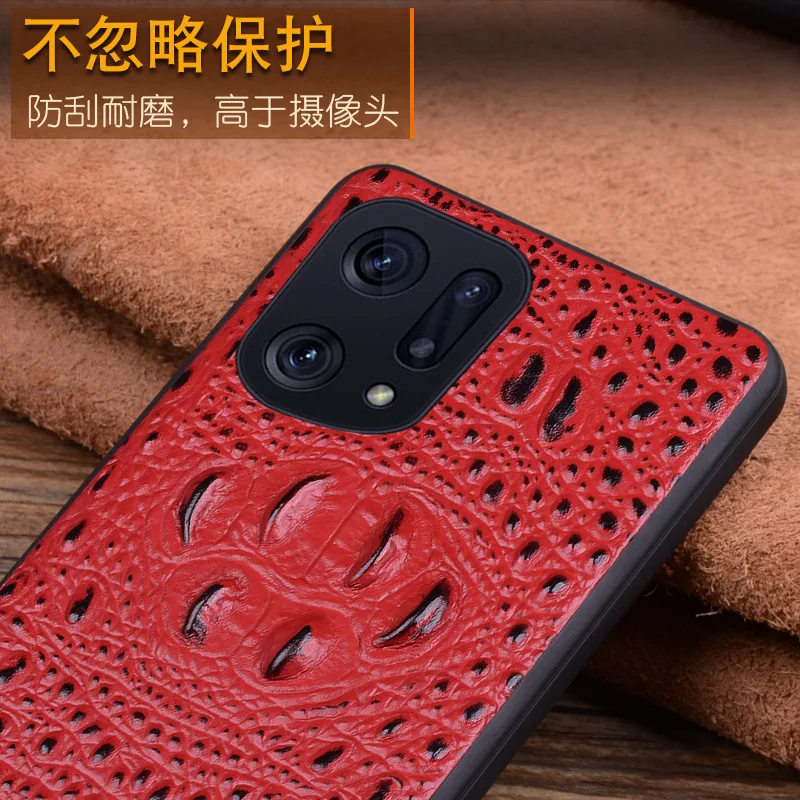 Hot Sales New Luxury Genuinnew Genuine Leather Luxury 3d Crocodile Head Phone Case For Oppo Find X5 Pro Magicv Cover Case