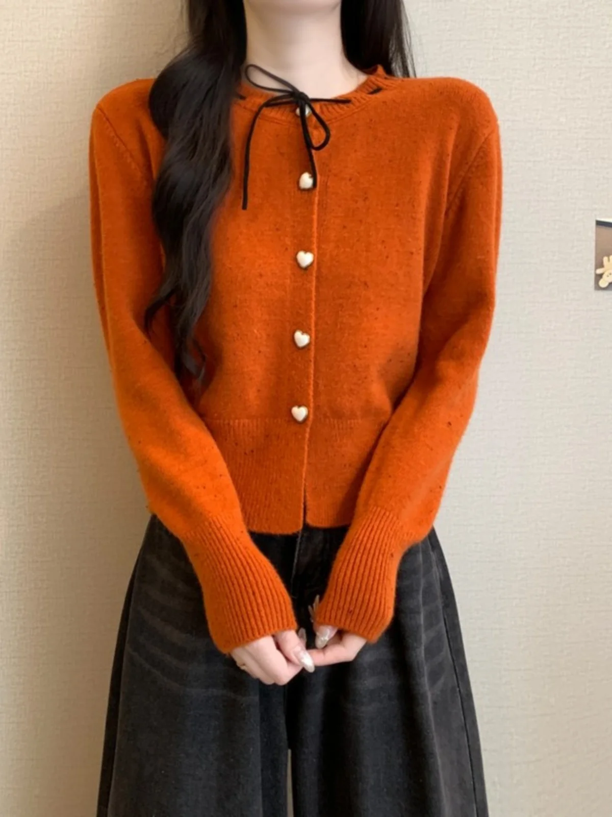 Angora Red Crop Sweater Outerwear Women Autumn and Winter Inner wear Base Year of Fate 2025 Snake Christmas Dalang Top