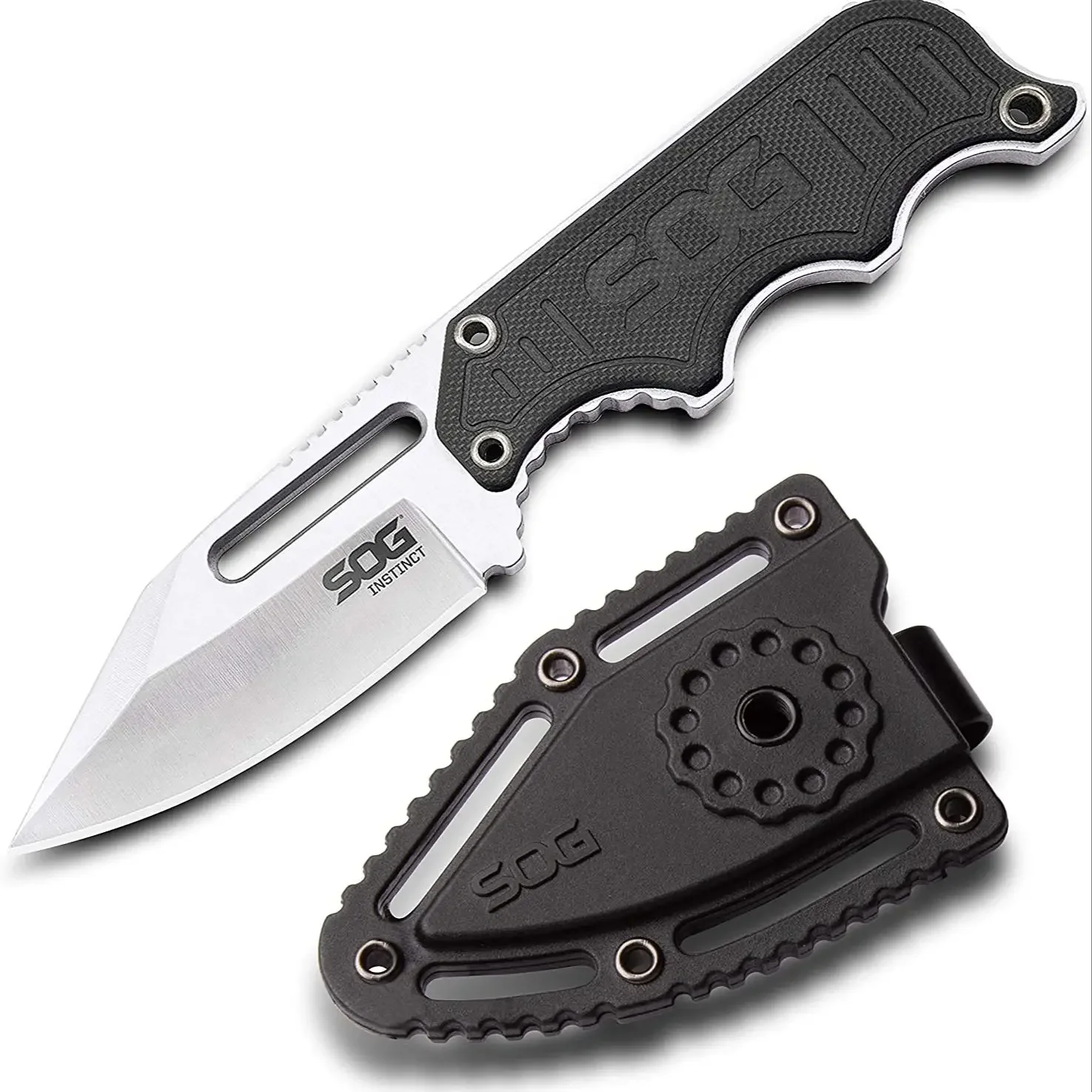 

SOG Mini Fixed Blade Knife, Tang Style Belt Knife, Boot Tactical Knife Cover And Neck Chain Knife, ABS Sheath Knife