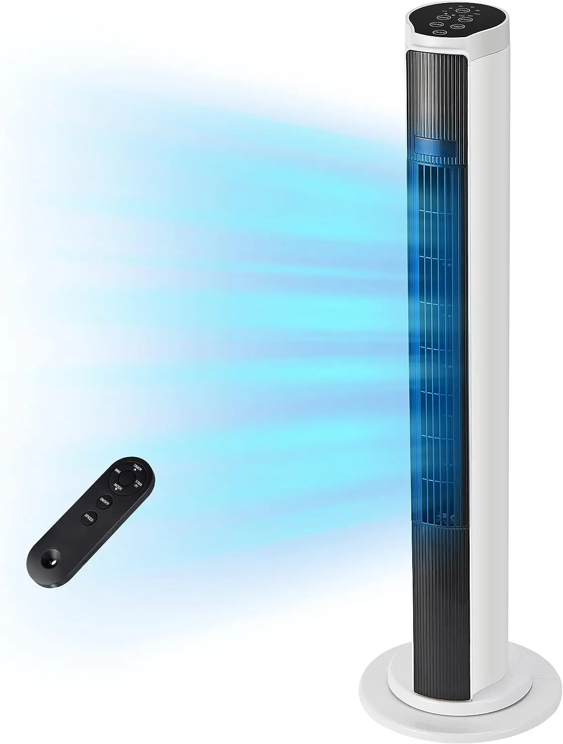 

Башенный вентилятор с дистанционным управлением, 80 ° Осциллирующий безлопастный вентилятор с таймером 10 часов, 36-дюймовый тихий напольный вентилятор охлаждения с 3 скоростями, 3