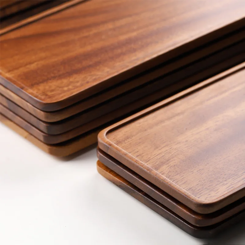 

Chen Home Coffee Black Walnut Wood Tray Rectangular Cake Dessert Food Cup Home Decorative Natural Wood Tray